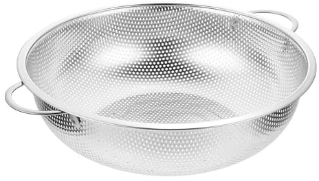 Panier Égouttoir Cuisine en Acier Inoxydable Argenté à Double Poignée | Maille Fine et Bords Lisses, Rinçage Rapide des Aliments, pour Riz, Pâtes, Préparation Cuisine