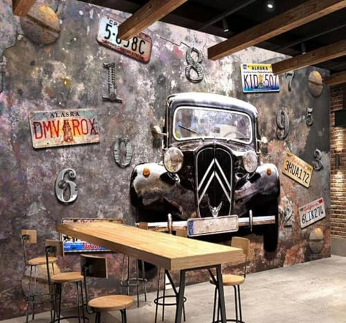 XLMING Minimalist Creative Vintage Weathered Number Plate Tools 3D Wallpaper Silky Texture Home Study Office Grey Dining Room Sofa Bedroom Living Room TV Backdrop-430cm×300cm
