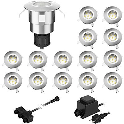 ledscom.de LED Boden-Einbauleuchte Atria für außen Aluminium warm-weiß, je 14lm, IP65, 40mm Ø 15er Set