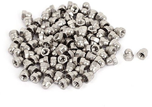 Sourcingmap M4 304 Stainless Steel Dome Head Cap Acorn Hex Nuts Silver Tone 100pcs