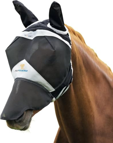 Shires Fine Mesh Fly Mask With Ears & Nose - Black Pony