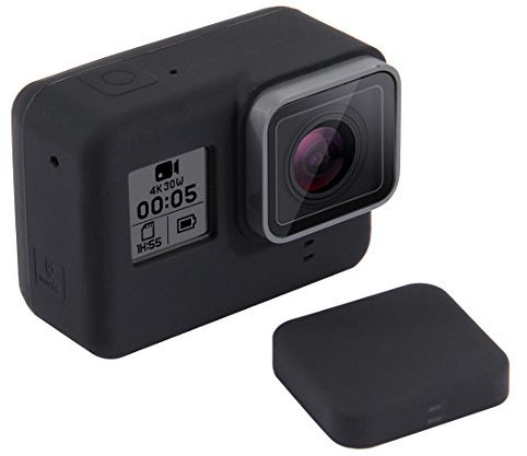 PULUZ Schutzhülle für GoPro Hero 6 Hero 5, Silikon, mit Objektivdeckel, Schwarz