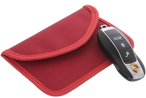 foto-kontor Strahlenschutz Tasche Rot für Keyless Schlüssel Entry Open Go Diebstahl Schutz kein Signal Abfangen XL