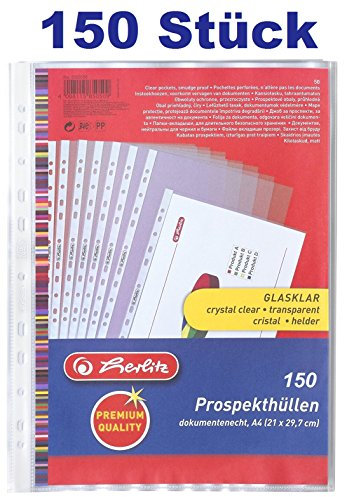 Herlitz 5850508 Prospekthülle Premium, A4 glasklar (glasklar, 150er Pack)
