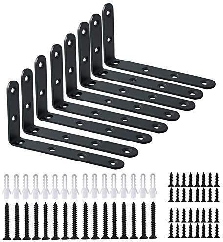 Shelf Bracket 8 Pack 5 Lx3 H 5mm Thick Heavy Duty Black L Brackets