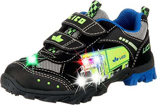 Lico Truck V Blinky Jungen Sneaker, Schwarz/ Blau/ Lemon, 26 EU