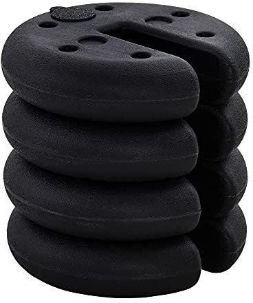 Outsunny Lot de 4 lestages pour parasols Dalles de Parasol Rond pour tonnelle Barnum Tente à remplir avec 20 kg d'eau / 16 kg de Sable dim. Ø 25 x 6H cm HDPE Noir