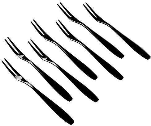 Wekioger 12 Piece Mini Cake Fork, Black Stainless Steel Fruit Fork