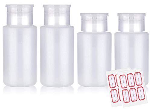 FITDON 4 Pièces Flacon pompe distributeur vide pour acétone, alcool, dissolvant de vernis à ongles et démaquillant