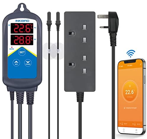 Inkbird ITC-306A-WiFi Aquarium Temperature Controller Aquarium Thermostats Fish heater thermostat with Dual Heating Socket for Marine Tank Fish Shrimp Tortoise(No Timer)
