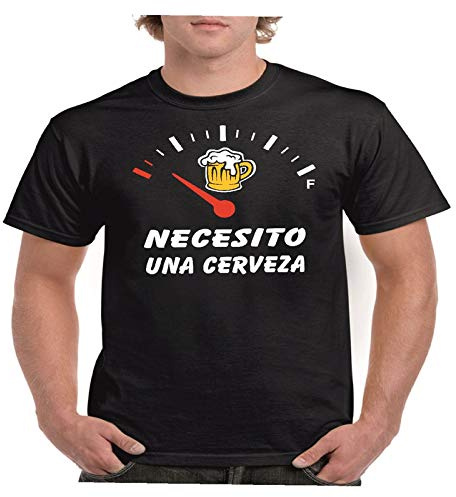 Camisetas divertidas Necesito una Cerveza - para Hombre Camisetas Talla Medium Color Negro LA