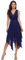 Ever-Pretty Robe de Cocktail Longue Femme Asymétrique Col en V en Mousseline de Soie Plissé Classique Bleu Marine 46