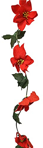 Christstern Girlande | rot | Kunstblume Weihnachtsstern Kunstgirlande | 195 cm