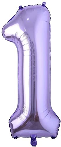 Lila Folienballons Zahl 0 bis 9 als Deko für Geburtstag und Party | 80cm groß | Violett Flieder Lilac Lavendel Zahlen Kindergeburtstag Partydeko Folienballon Ballon Luftballon, Edition: 1. Geburtstag