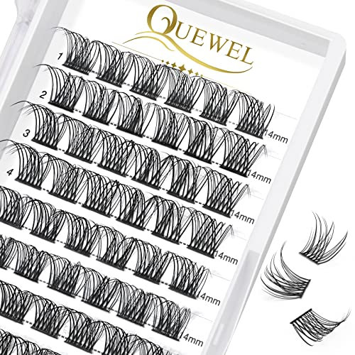 QUEWEL Cils Volume Cluster Cluster Faux-cils Individuels Lashes Naturels Russe Volume Cils Individuel DIY Extensions de Cils (natural-C-14mm)…