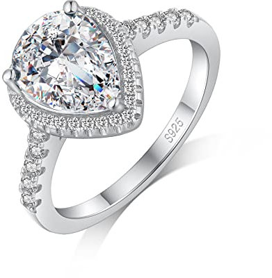 Damen Ring Silber 925 mit Stein Verlobungsringe Damen Silber 925 Ehering Weißgold Damen Ringe Silber Breit Verlobungsringe mit Diamant Damen-Ring aus 925 Sterlingsilber Ring Silber Breit Ringe 52