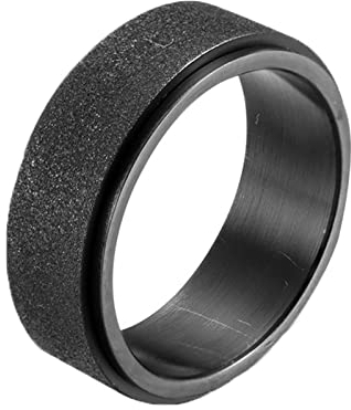 Mesnt Verlobungsring Mann, Mode Matt Spinner Fidget Ring Schwarz Größe 62 (19.7)