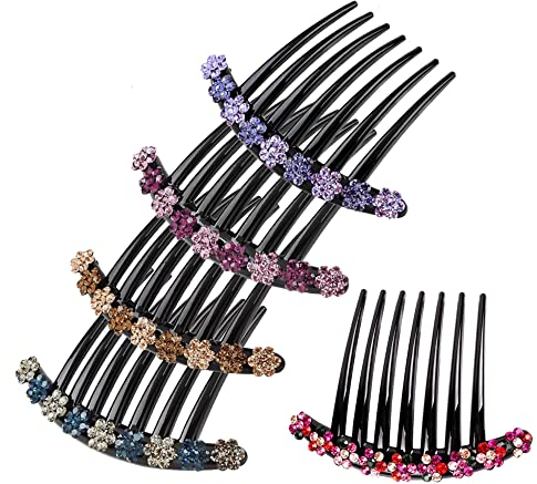 Anyasen Haar Steckkamm 5 Stück Strass Zähne Haarkamm Haarschmuck Einsteckkamm Haargesteck Seitenkämme Französisch Kunststoff Twist Kamm Clip Brautschmuck
