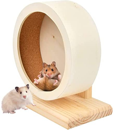 Newin Star Wooden Hamster Exercise Wheel, Silent Small Pets Running Wheel for Hamsters, Gerbils, Mice, Guinea Pigs and Other Small Pets
