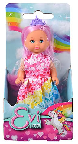 Simba 105733634 - Evi Love Princess, 3-Fach Sortiert, es Wird nur EIN Artikel geliefert, Spielpuppe als Regenbogen Prinzessin mit bunten Haaren, 12cm, ab 3 Jahren