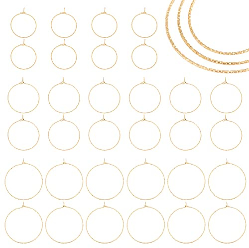UNICRAFTALE 36 Stück 3 Größen Goldene Creolen 316 chirurgischer Edelstahl Creolen Zubehör Pin 0.6 mm Weinglas Charms Ringe Metall Creolen Für Die Schmuckherstellung 25~34x21~30 mm