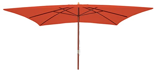 Mendler Sonnenschirm Florida, Gartenschirm Marktschirm, 3x4m Polyester/Holz 6kg - terracotta