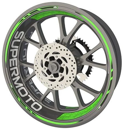Komplettes Set Felgenaufkleber für Motorrad KTM SuperMoto EXC Premium Qualität (Sticker für 2 Felgen) (neongrün)