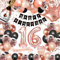 16. Geburtstag Dekorationen Mädchen, SWPEED Rosegold Schwarz Deko Set 16th Ballons Happy Birthday Banner Girlande Konfetti luftballon Frauen Mädchen 16 Geburtstag Party Deko Supplies