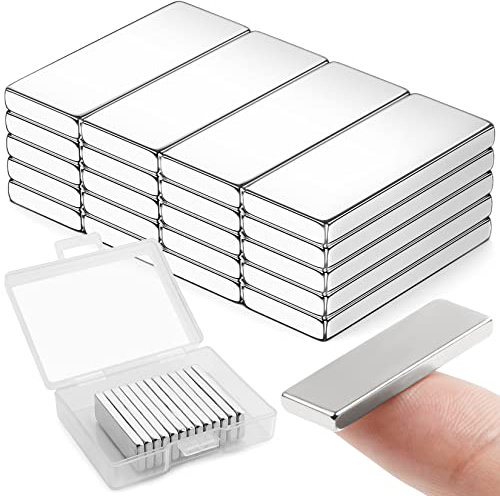 FINDMAG Strong Neodymium Magnets Bar, Fridge Magnetic Bar, Whiteboard Magnets, Rare Earth Magnet, Small Strong Magnet for Crafts Kitchen DIY Tool Office Locker Iron Shelf (20 Pack 30 x 10 x 3 mm)