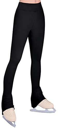 Girls Ice Skate Pants High Waist Soft Seamless Warm Bell Pants for Kids Teens Competition Black, black, 14-16 Years