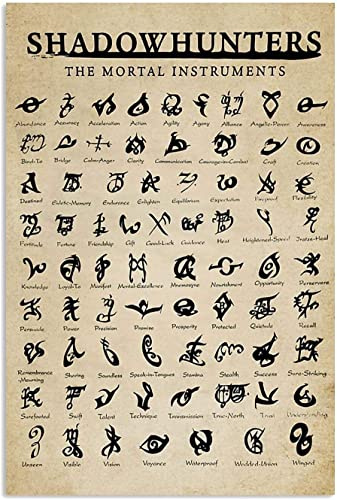 Retro Schilder Shadowhunters Symbols Poster Die Sterblichen Instrumente Eisenmalerei Vintage Metall-Blechschilder Lustiges Metall Wandschild Für Home, Café, Küche 20x30cm