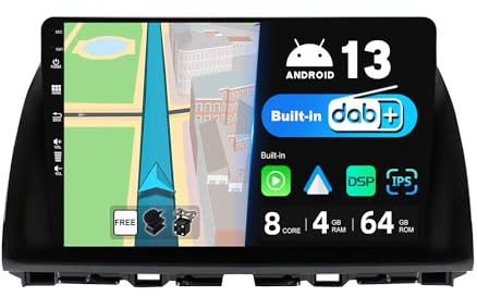 BXLIYER - [Eingebaut DAB] - Android 14 IPS Autoradio Passt für Mazda CX-5 (2013-2016) - Kabellos Carplay/Android Auto - 4G+64G - LED Kamera + MIC - 10.1 Zoll 2 Din - SWC DSP WiFi Fast-Boot 360-Kamera