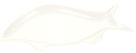 BESTonZON Fischplatte Aus Keramik Sushiteller Aus Keramik Platte in Fischform Vorspeisenteller Snackteller Speiseteller in Fischform Fischteller Aus Keramik Ablagefach Nudelgericht Oval Weiß