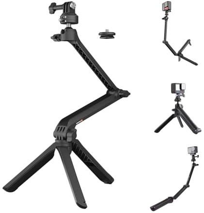 PGYTECH CapLock MantisPod Z, Video Vlogging Tripod for DJI OSMO Action 5 Pro/4/3/Pocket 3, for Gopro 13/12/11 Action Camera Stick Grip for Insta360 Ace Pro 2/X5/X4/ONE RS with 1/4-20 Thread Adapter