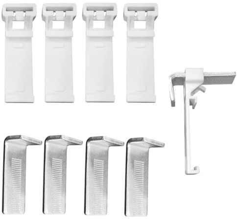 PSOWQ Confezione da 8 Supporti a Morsetto per Tende a Rullo,Supporti a Morsetto,Supporti a Morsetto Doppi per Tende a Rullo per Tende a Rullo, Senza Fori necessari,Supporto a Morsetto PVC - Bianco