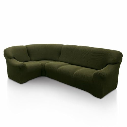 SOFASKINS super elastischer ecksofa überzug, waschbar, hochwertig, atmungsaktiv, bequem und langlebig, Sofa überzug, Einfach anzubringen, Maße (340-540 cm), Farbe Gras