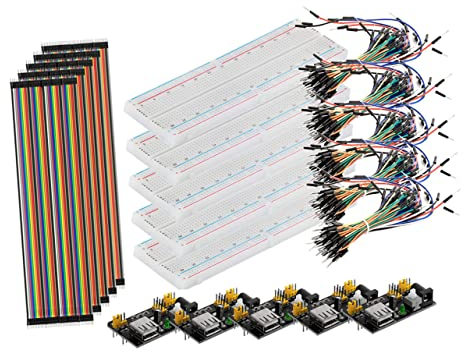 Mobestech Breadboard Electronic Starter Kit 830-pin Power Supply Module 65 Color Jumper Wires Diy Kit