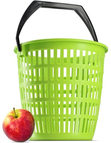 KADAX Rundbehälter mit Henkel, Robuster Wäschesammler 12 Liter, Schmutzwäschebehälter, Wäschebox aus Kunststoff, Aufbewahrungskorb mit Lochmuster (12L grün)