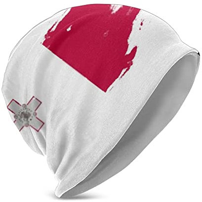 408 Cappello Lavorato Stampa della Bandiera Nazionale di Malta Nera, Beanie cap Morbido Berretto Beanie Unisex Cappello Running per Correre Sci Donna