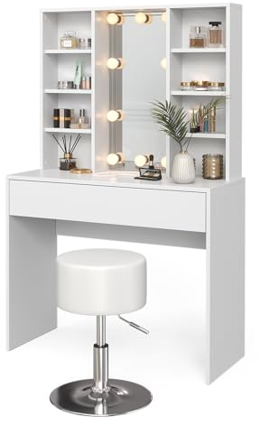 Vicco Schminktisch Weiß Alexa 93x147x40 cm - Frisiertisch, Schafft sofort EIN aufgeräumtes Beauty-Setup