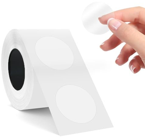 SUPVAN KATASYMBOL T50M Pro/Plus Etikettenband Papier, Wasserfeste Etikettenfür Heim, Schule, Büro, φ30 mm, 210 Etiketten/Rolle, Schwarz auf Transparent