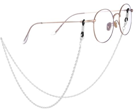 Azwood Chaîne à lunettes argentée pour femme - Étanche - En acier inoxydable - Chaîne à maillons pour masque facial et lunettes de soleil, argenté, 75
