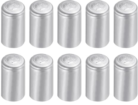 sourcing map Lot de 100 capsules thermorétractables en PVC pour caves à vin et cuisine - Argenté - 32 x 60 mm