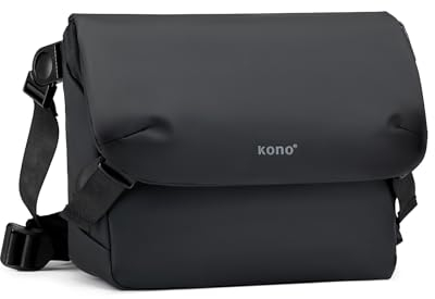 Kono Unisex Casual Messenger Bag, Waterproof Shoulder Bag, Lightweight Medium Satchel Crossbody bag with Multiple Pockets, Fits for 13 Inch Laptop (Black)