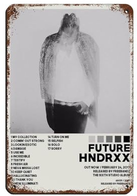 NTRECS Future Posters Hndrxx Tracklist-Album, Poster, Retro-Poster, Metall-Blechschild, schicke Kunst, Retro, Eisenmalerei, Bar, Menschen, Höhle, Café, Familie, Garage, Poster, Wanddekoration, 20 x 30