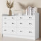 Cozy Castle Kommode mit 6 Schubladen Modern Weiß Sideboard Schrank mit Kippschutz für Schlafzimmer, Wohnzimmer, Eckkommode aus Holz, 132 x 84 x 40 cm