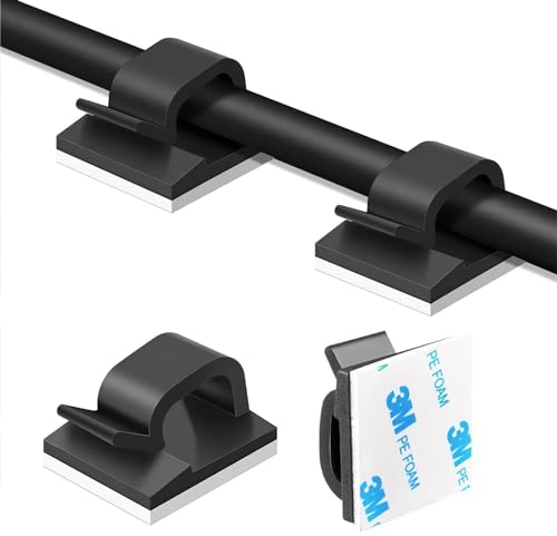 Kabwea 50 Stück Kabelhalter, kabelhalter selbstklebend wand kabelführung cable holder kabelbefestigung,Outdoor Kabel Clips Kabelführung Kabelclips(schwarz) 