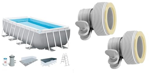 INTEX 55212 - Piscina Rectangular Prisma Frame 488x244x107 cm + depuradora & 29061 - Pack 2 adaptadores(b) depuradoras