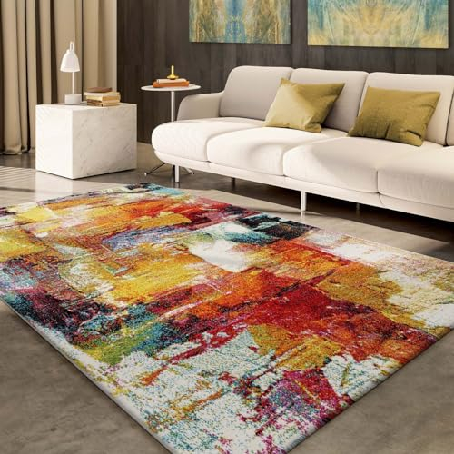 Taracarpet Moderner Designer Kurzflor Teppich bunt Multi fürs Wohnzimmer Schlafzimmer und Kinderzimmer Vision Graffiti 160x230 cm