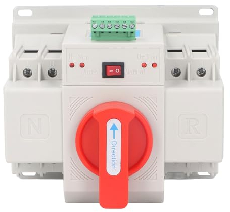 Interruttore di Trasferimento Automatico a Doppia Alimentazione, ATS 230V 2P ATS PC Commutazione Automatica Interruttore di Funzionamento Manuale Automatico Interruttore Levetta di Trasferimento(63A)
